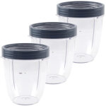 Lot de 3 gobelets courts de 532 ml (18 oz) avec joint de rechange, compatibles avec les blenders nutribullet ...