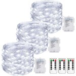 Lot de 3 guirlande lumineuse a pile, 10m 100led guirlande led à pile avec télécommande 8 modes fonction ... Lot de 3 guirlande lumineuse a pile, 10m 100led guirlande led à pile avec télécommande 8 modes fonction ...