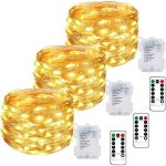 [lot de 3] guirlande lumineuse a pile, 10m 100led guirlande led � pile avec t�l�commande 8 modes fonction ...