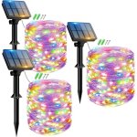 ?lot de 3 guirlandes lumineuses solaires d'extrieur, 36 m, 360 led, 8 modes, ip65, dcoratives, pour ...