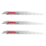 Lot de 3 lames de scie sabre makita p - 46975 bi - mtal pour coupe droite acier et bois avec reste mtal ...