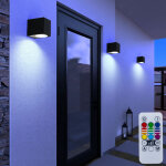 Lot de 3 lampes d'ext�rieur led rgb dimmable alu down spots noir t�l�commande appliques de fa�ade t�l�command� ...