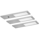 Lot de 3 lampes led sous meuble plana, 3x4w, 3x240lm, 4000k, avec interrupteur sans contact, gris