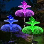 Lot de 3 lampes solaires d'ext�rieur � 7 couleurs changeantes double m�duse et papillon pour jardin, ...