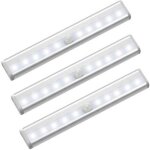 Lot de 3 lumi�res led avec d�tecteur de mouvement pour armoire, 10 spots led sans fil, lumi�res led pour ...