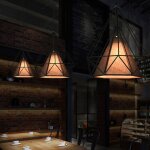 Lot de 3 lustre suspension vintage lampe suspension diamant clairage de plafond en mtal et tissu 25cm ...
