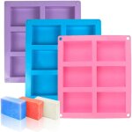 Lot de 3 moules � savon en silicone, 6 cellules, pour faire des g�teaux, des gla�ons et du savon (rose ...