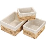 Lot de 3 paniers et bo�tes de rangement en osier tiss�, organisateur pour salle de bain, table � langer ...