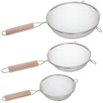 Lot de 3 passoires en inox avec poign�e en bois - l 19, 5 x l 35, 5 x h 8 cm - livraison gratuite