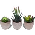 Lot de 3 petite plante artificielle d�coration ext�rieur int�rieur succulentes plantes grasses en pot ...