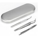 Lot de 3 pinces  tiques en acier inoxydable - avec crochet - pour les humains, les chiens, les chats ...