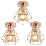 Wottes - lot de 3 plafonnier industriel e27 vintage luminaire suspension de plafond abat - jour diamant ...