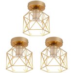 Lot de 3 plafonnier industrielle vintage lampe de plafond cage en mtal suspension luminaire blanc 15cm ...