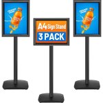 Lot de 3 porte affiche a4 support d'affiche sur pied avec base stable - pr�sentoir publicitaire ext�rieur ...