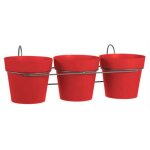 Eda - lot de 3 pots toscane d15 rouge rubis avec support plastique