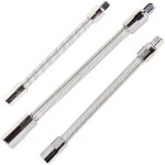 Lot de 3 rallonges flexibles en acier inoxydable argenté 1 / 4 3 / 8 1 / 2 , clé à cliquet à douille, ... Lot de 3 rallonges flexibles en acier inoxydable argenté 1 / 4 3 / 8 1 / 2 , clé à cliquet à douille, ...