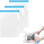 Lot de 3 sacs de rangement sous vide, 100 x 80 cm, sacs de rangement sous vide peu encombrants, sacs ...