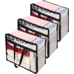 Lot de 3 sac de rangement transparent 40l, sac rangement vetement en pvc, sac rangement couette, avec ...