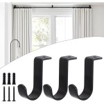 Lot de 3 supports m�tal pour tringle � rideaux (diam�tre 25 mm) noir