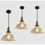 Lot de 3 suspension luminaire industrielle vintage plafonniers lustre edison lampe suspensions verre ...