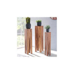 Lot de 3 sellettes 25x25x100 cm en acacia naturel