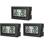 Lot de 3 thermom�tres d'humidit�, mini hygrom�tre num�rique avec �cran lcd, temp�rature pour l'int�rieur, ...