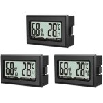 Lot de 3 thermom�tres d'humidit�, mini hygrom�tre num�rique avec �cran lcd, temp�rature pour l'int�rieur, ...