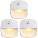Lot de 3 veilleuses led � d�tecteur de mouvement, lampe intelligente � piles pour meuble, chambre, abs ...
