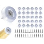 Lot de 30 patins � visser en silicone, ronds et transparents, avec base antid�rapante pour canap�s, bureaux, ...