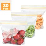 Lot de 30 sachets herm�tiques pour conservation des aliments et cong�lation - sacs � sandwich r�utilisables ...