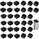 Lot de 32 bouchons � lamelles pour tubes carr�s 40 x 40 mm, carr�s en plastique noir, bouchons carr�s ...