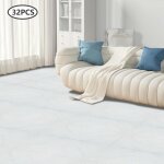 Lot de 32 dalles autocollantes en pvc - rev�tement de sol en vinyle imperm�able - marbre blanc - 30 x ...