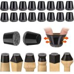 Lot de 32 embouts de pieds de chaise (14 - 18 mm), petits embouts de protection en silicone noir avec ...