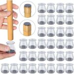 Lot de 32 prot�ge - pieds de chaise en silicone (tailles 23 � 32 mm), transparents, avec patins en feutre, ...