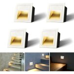 Lot de 4 appliques murales encastrables led 3w pour escalier, �clairage de marche, �clairage d'escalier, ...