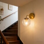 Lot de 4 appliques murales globe ambr� ? luminaires dor�s en verre � bulles, �clairage mural moderne ...