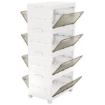 Lot de 4 bacs de rangement en plastique de 168l bo�tes de rangement empilables avec couvercle & roulettes ...