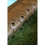 Lot de 4 balises solaires inox h33, 5 cm, lumi�re blanche 5 lumens, id�ale pour bordures ou all�es.