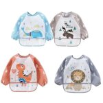 Lot de 4 bavoir etanche  manchs longues, tablier bb d'alimentation, de peinture pour enfants de 6 ...