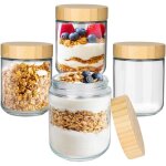 Lot de 4 bocaux de conservation meal prep overnight oats de 500 ml avec couvercles � visser pour flocons ...