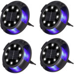 Lot de 4 bornes solaires encastr�es ext�rieur - 8 leds blanc + 4 leds bleu - �tanches - pour all�e, aire ...