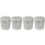 Lot de 4 bougies votive argent �toiles et paillettes d 4 cm - feeric christmas