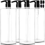 Lot de 4 bouteille pompe 1l, bouteille pompe vide plastique 1000ml, distributeur flacon pompe en noir ...