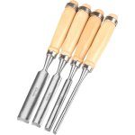 Lot de 4 burins � bois ronds incurv�s en acier cr - v - einnenffer - tailles de 6 mm, 12 mm, 18 mm, 24 ...