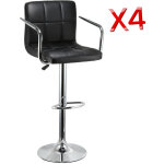 Lot de 4 chaises de bar avec accoudoirs pivotantes et réglables en hauteur 86. 5 cm - 107. 5cm noir Lot de 4 chaises de bar avec accoudoirs pivotantes et réglables en hauteur 86. 5 cm - 107. 5cm noir