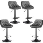 Lot de 4 chaises de bar, tabourets hauts, sige de cuisine, hauteur rglable, repose - pieds en mtal, ...