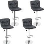 Lot de 4 chaises de bar, tabourets de bar pivotants avec dossier, tabourets de bar r�glable en cuir pu, ...