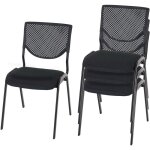 Lot de 4 chaises de confrence / visiteur t401, empilable, sige noir, pieds noirs