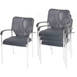 Lot de 4 chaises de confrence / visiteur tulsa, empilable, tissu ? sige gris, dossier gris