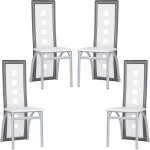 Lot de 4 chaises, chaise de cuisine avec pieds en mtal, pour salle  manger, salon, cuisine, blanc + ...